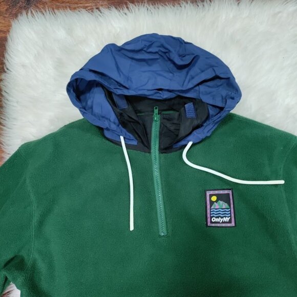 Vintage Only NY Mens M Long Sleeve Kangaroo Pocket Fleece Pullover Hoodie Green - Picture 6 of 10
